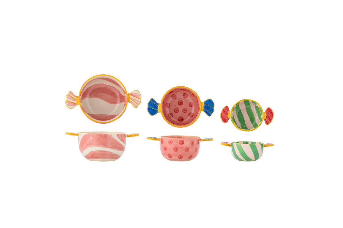 Schalen-Set Pelang – handbemaltes Steingut in bunten Farben (3er-Set)