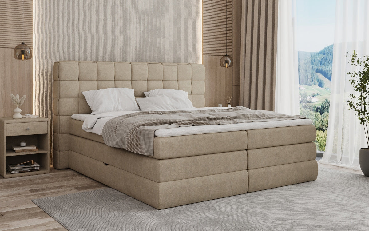 Boxspringbett Trama mit Stauraum in Stoff