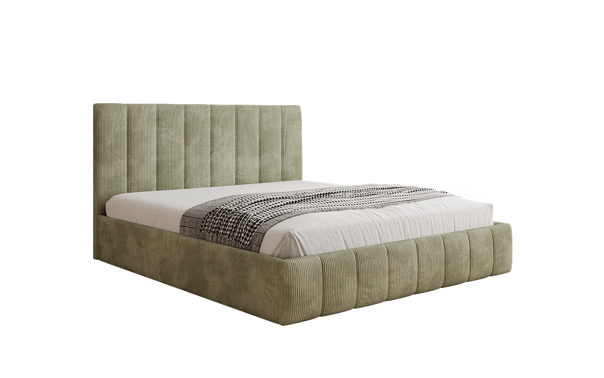 Designer Polsterbett Mila in Cord mit Stauraum