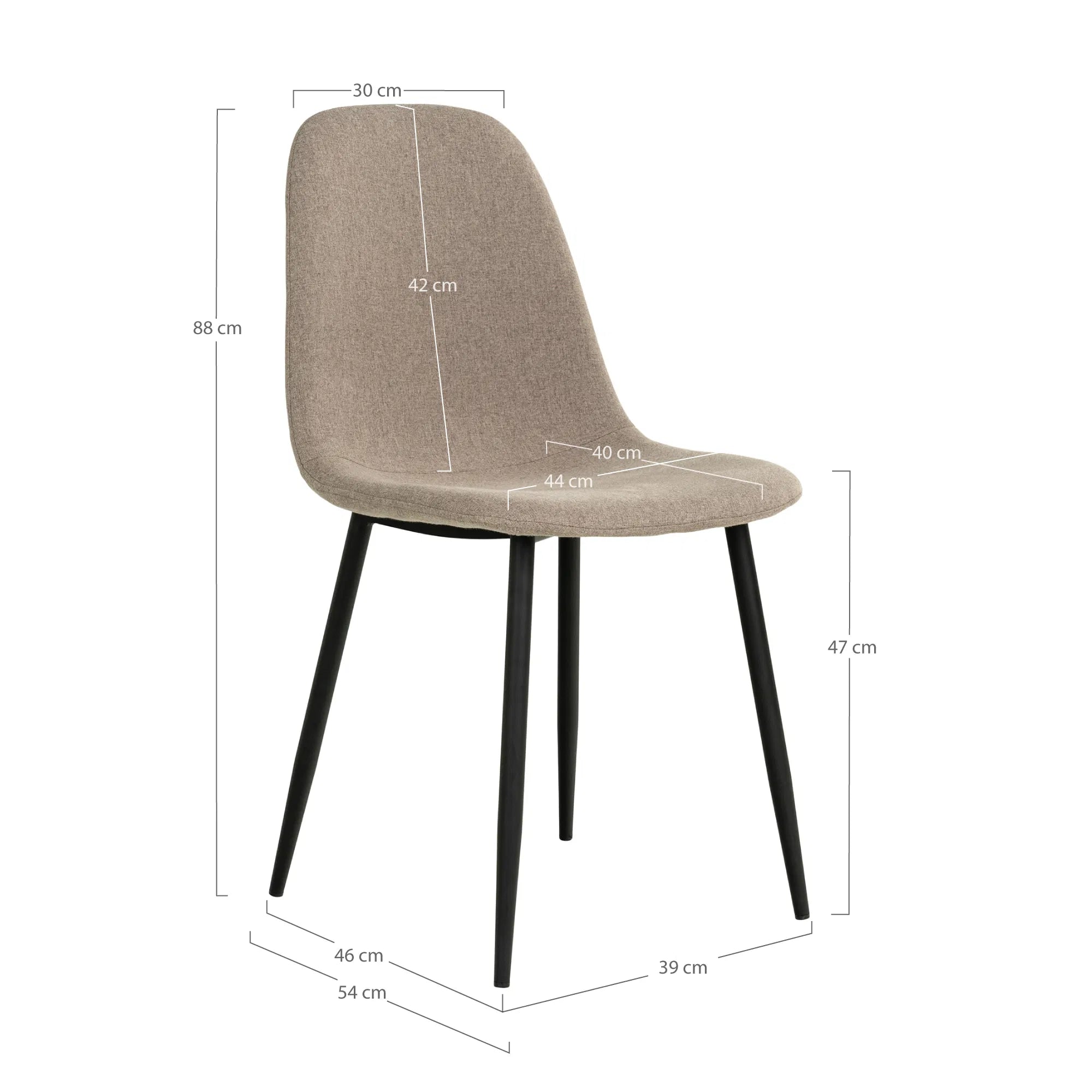 2er Set - Designer Stuhl Wien in Stoff Beige