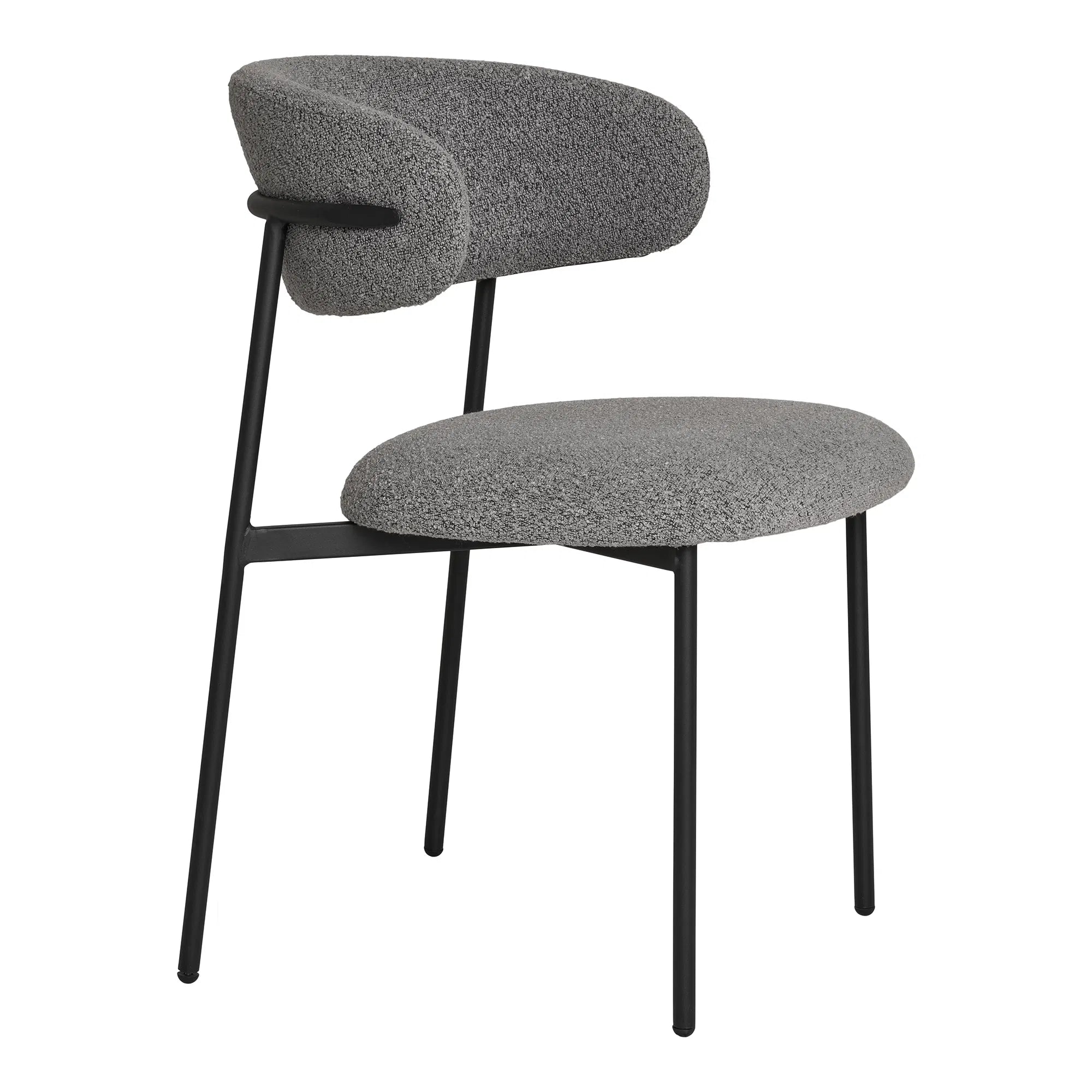 2er Set - Designer Stuhl Lorezo Bouclé Grau