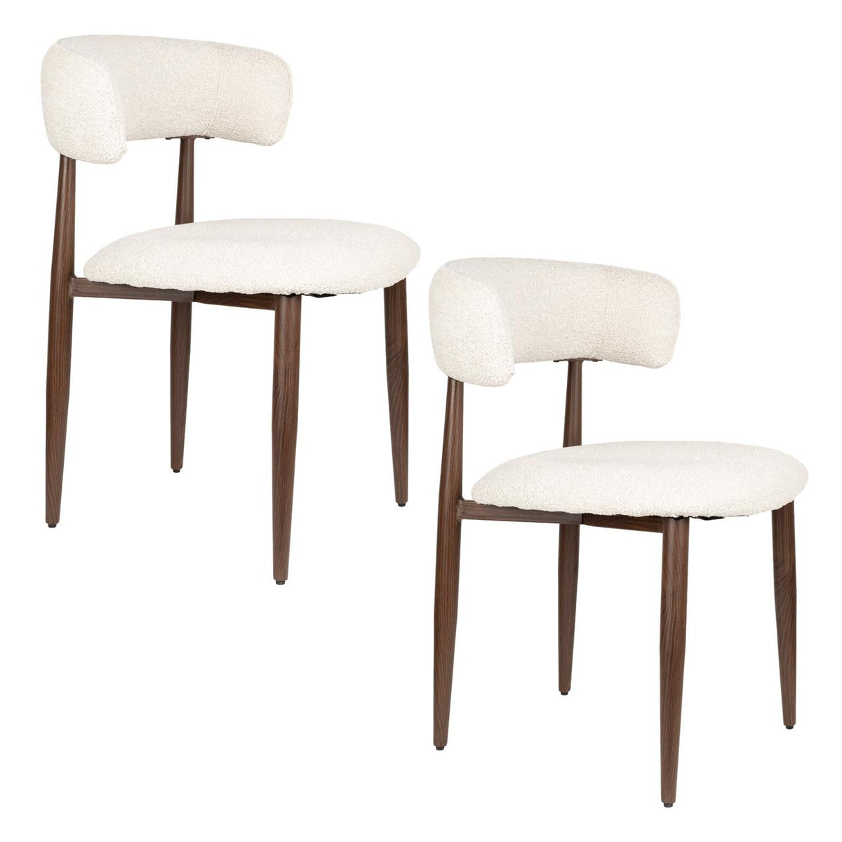 Esszimmerstuhl Stanley 2er-Set – aus Bouclé in Beige