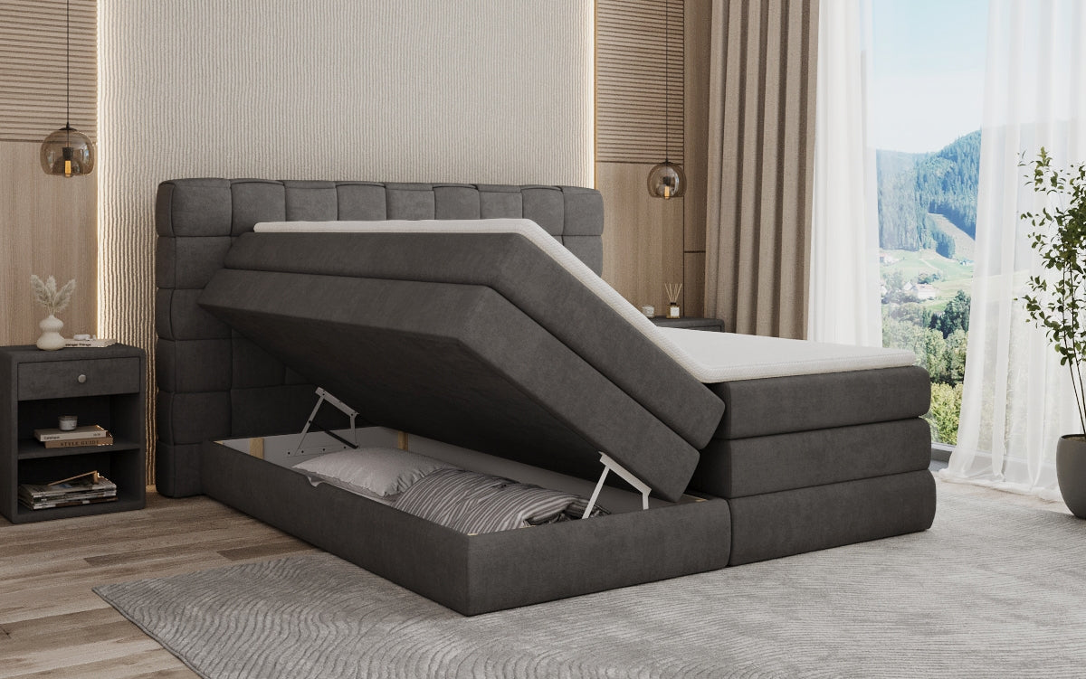Boxspringbett Trama mit Stauraum in Stoff