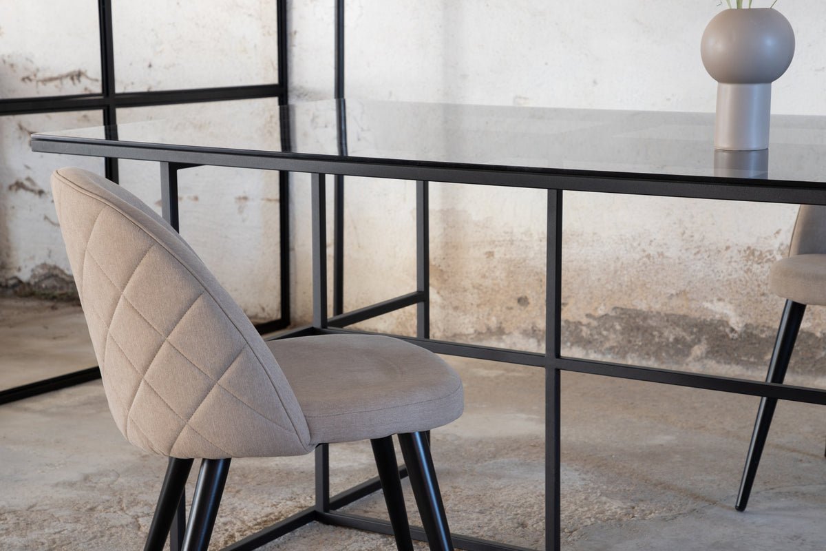 Esstisch Life - rechteckiger Esstisch in Schwarz aus Stahl und Glas