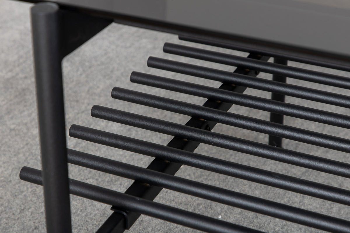 Couchtisch Staffan - in schwarz mit Glasplatte