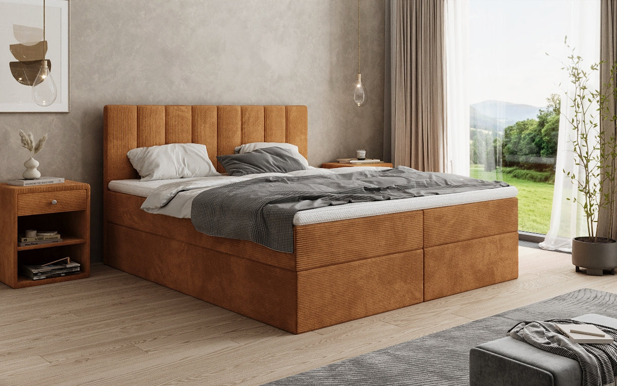 Boxspringbett Sofia in Cord mit Stauraum