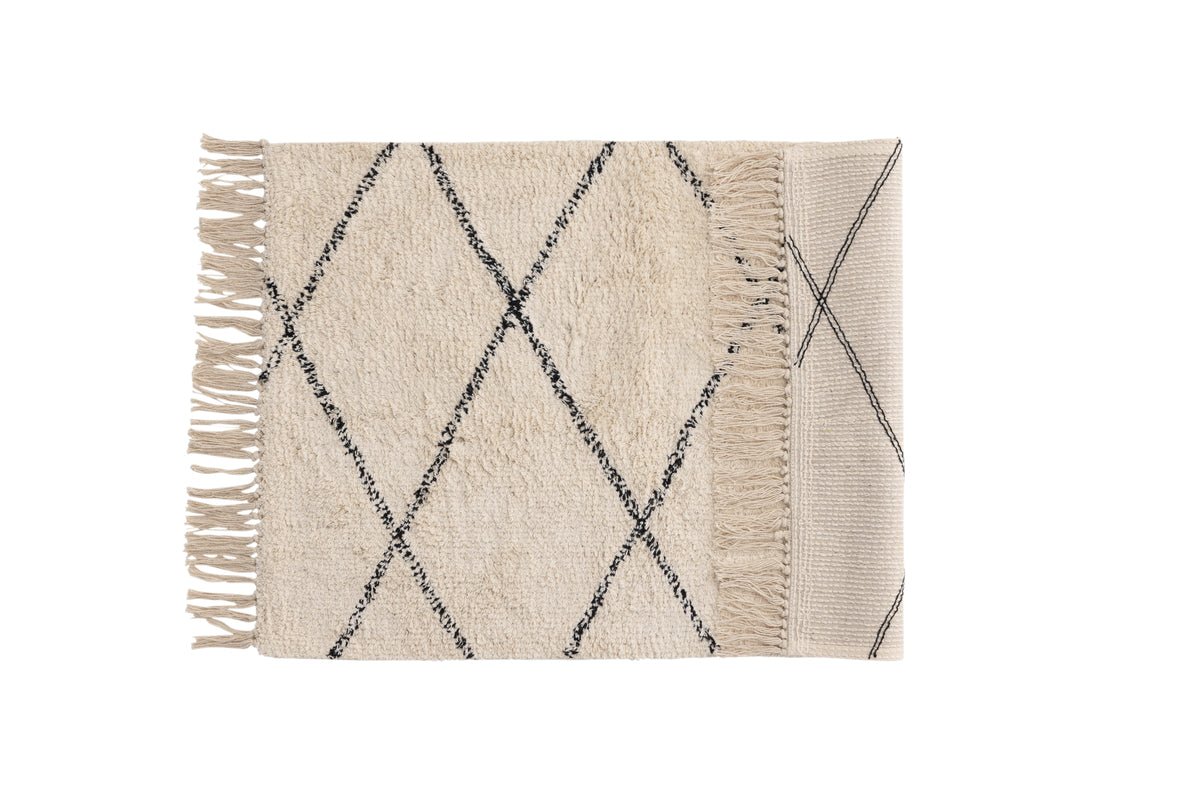 Badematte Uluwatu - mit stilvollem Schwarz-Weiß-Muster aus Baumwolle