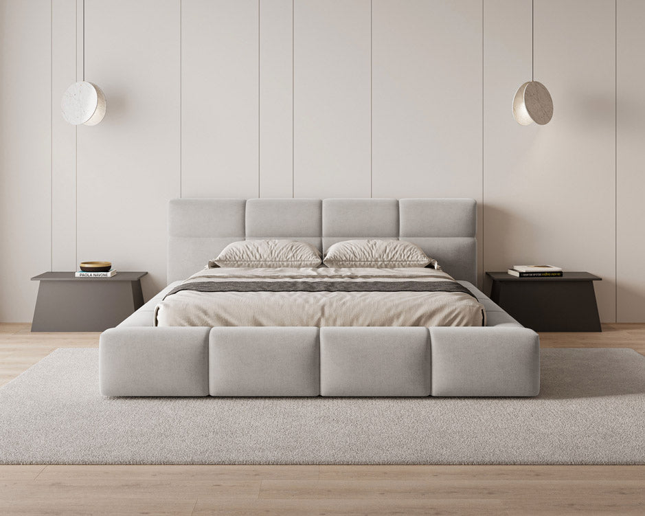 Designer Polsterbett Lora Samt mit Stauraum