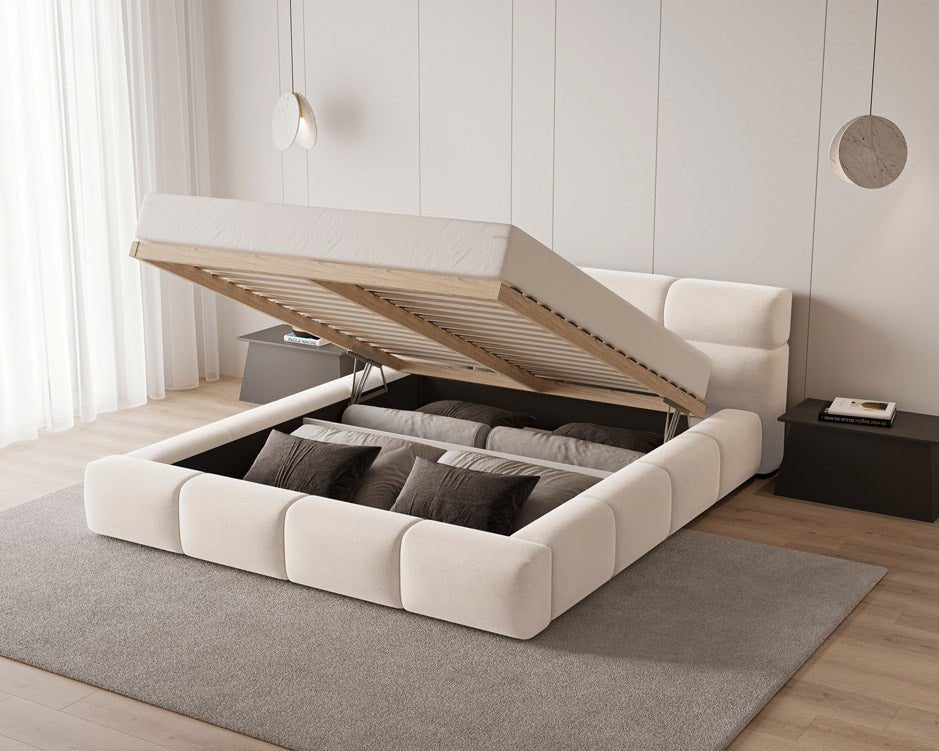 Designer Polsterbett Lora Samt mit Stauraum