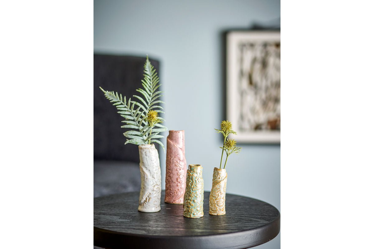 Vase „Tavik“ – Steingut mit reaktiver Glasur (4er-Set)