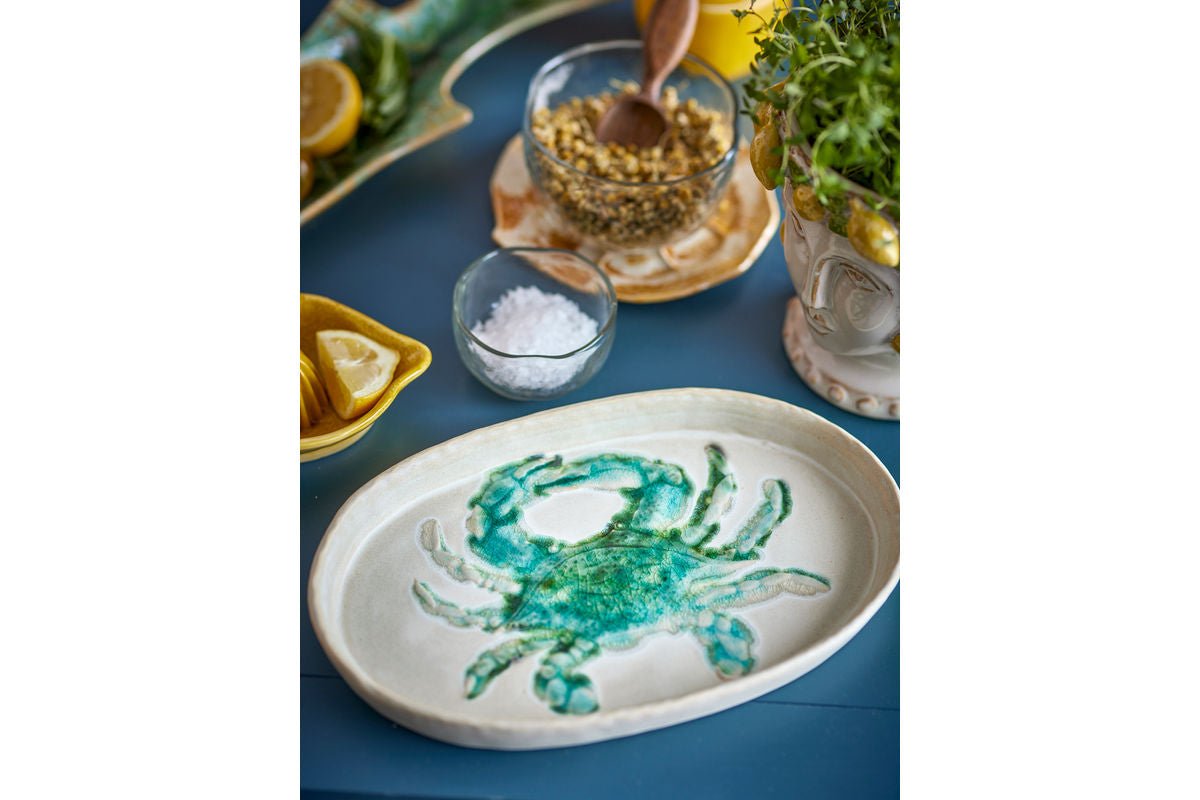 Teller Noruva - aus Steingut gefertigt - Krabbenmotiv 4er Set