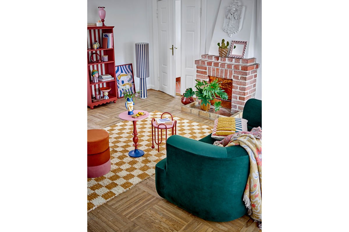 Stehlampe Feli – Velours-Schirm in Blau