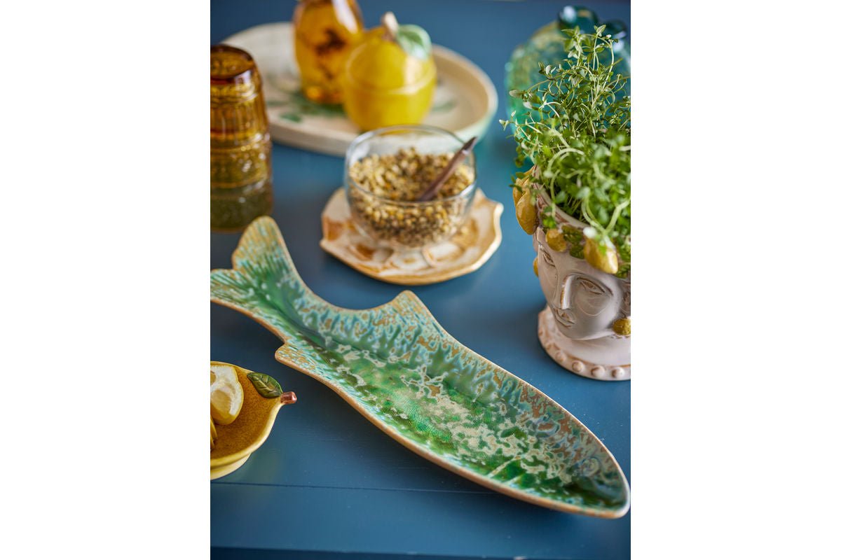 Servierplatte Eirun - aus Steingut gefertigt - Fischform