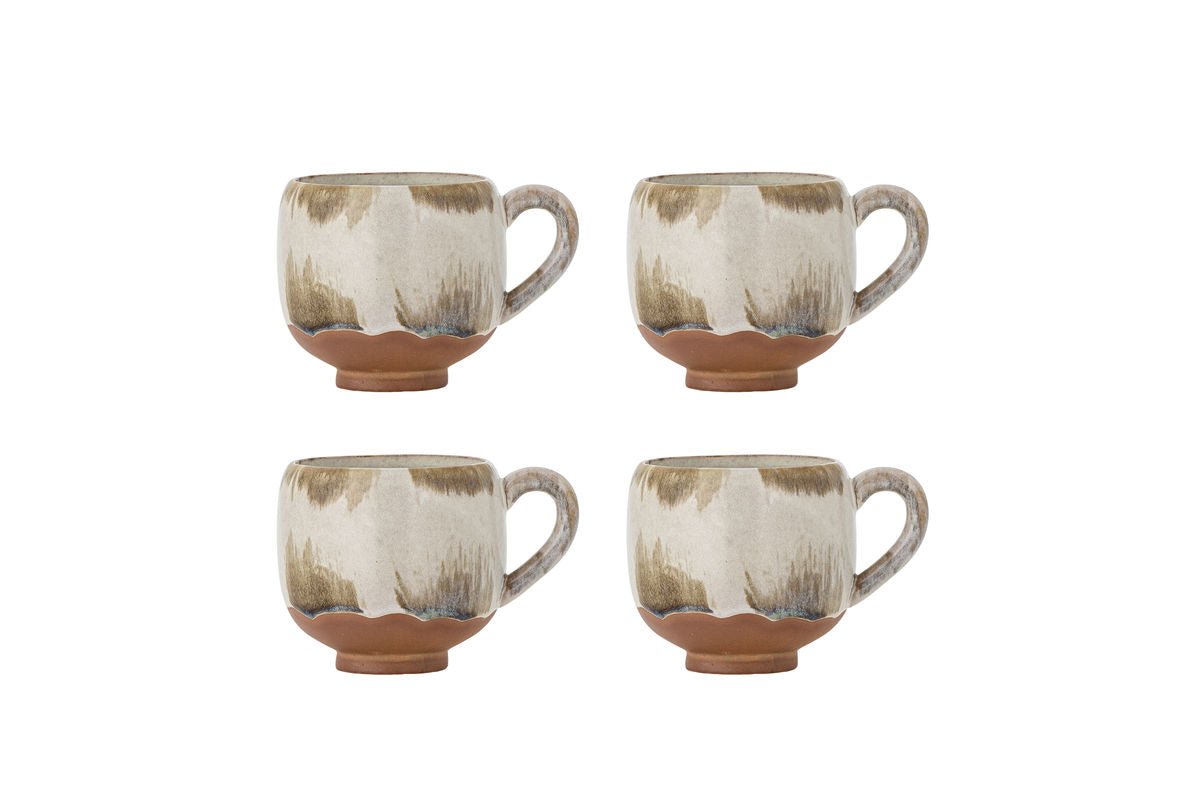 Tassen-Set „Salen“ – Braunes Steingut (4-teilig)