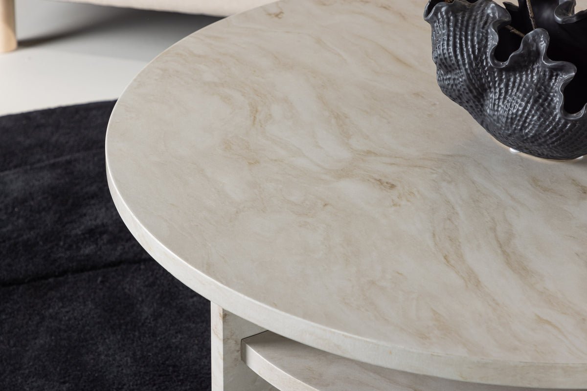 Couchtisch Morma - mit Marmoroptik und Ablagefach