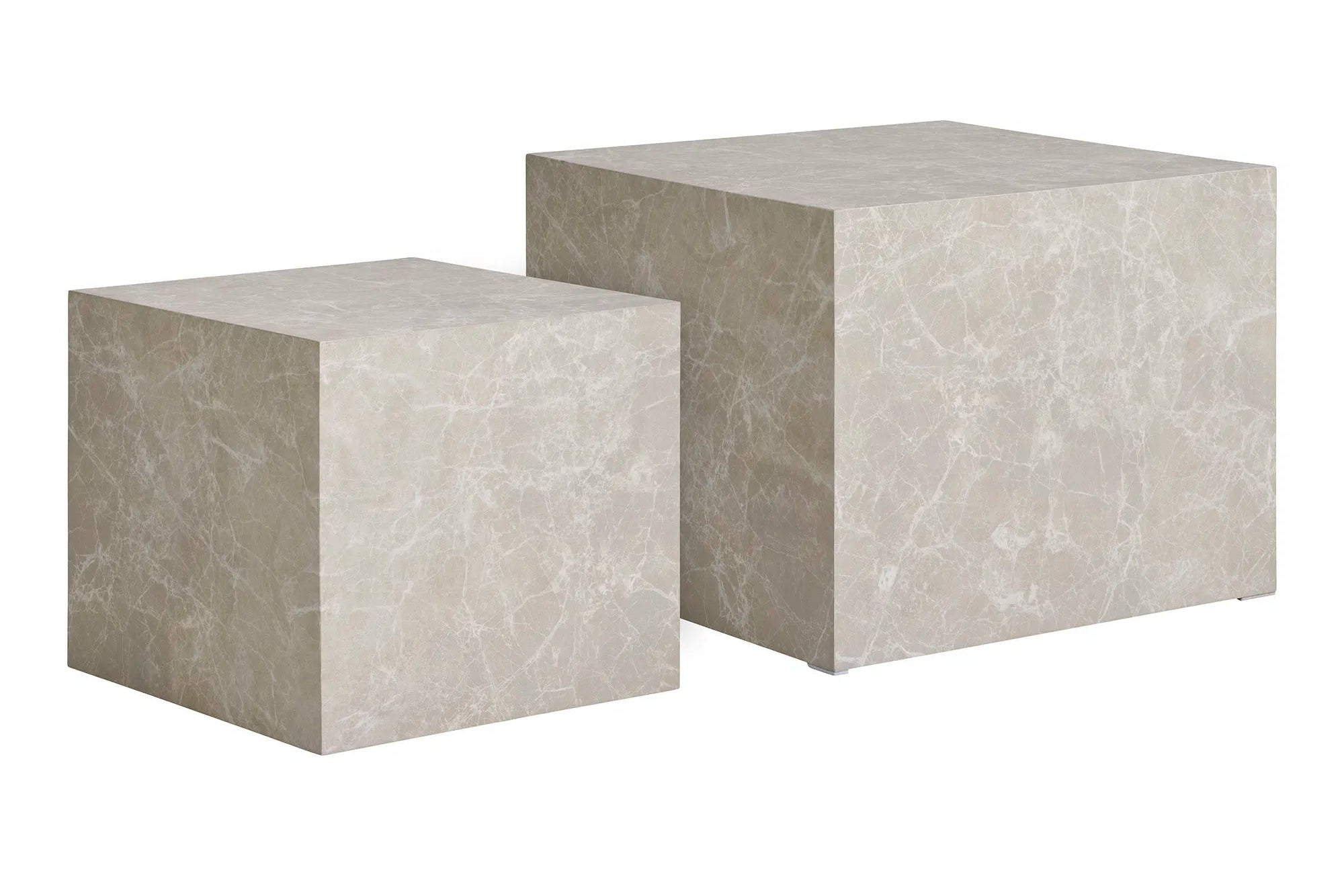 Designer Couchtisch Paris 2er Set in Marmor Optik