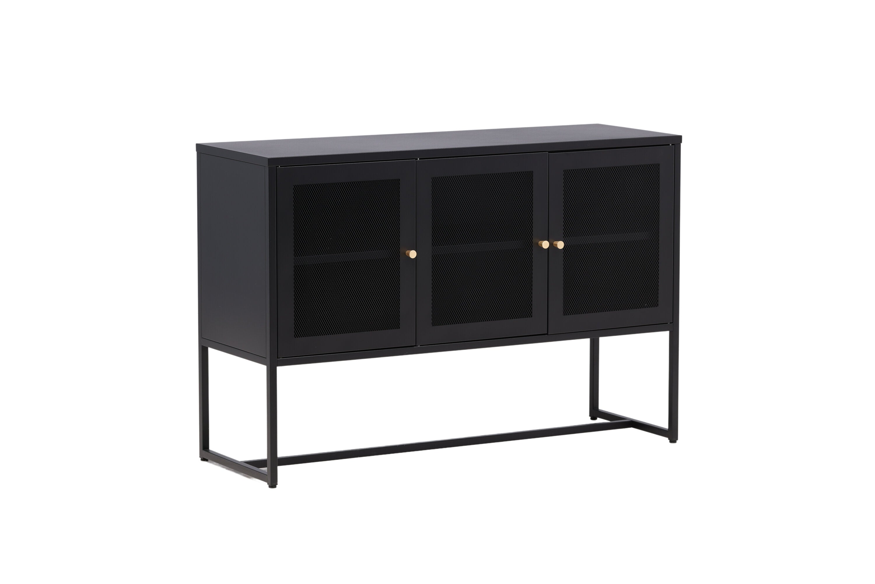 Kommode Malla - mit feinmaschigen Türen in Schwarz