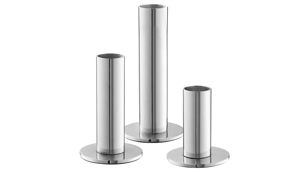 3er Set Kerzenhalter Steel - in aus silbernen Stahl