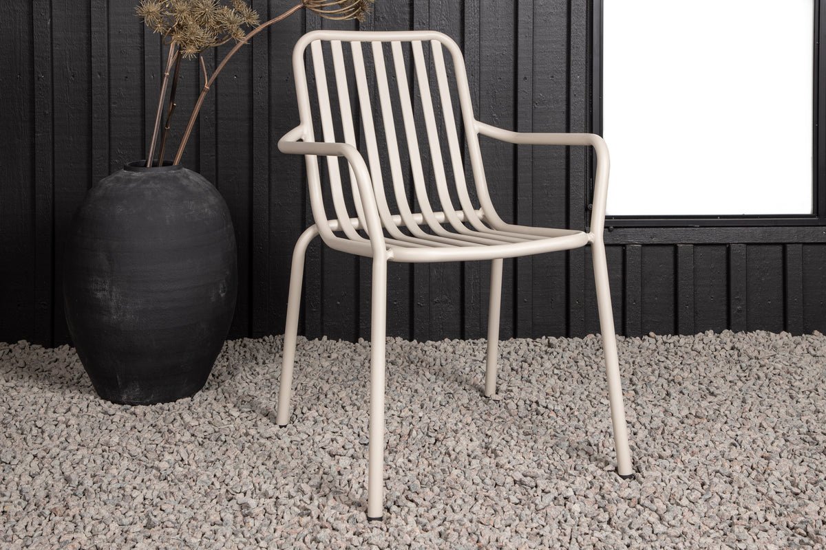 2er Set - Gartenstuhl Amy aus Aluminium in Schwarz, Beige