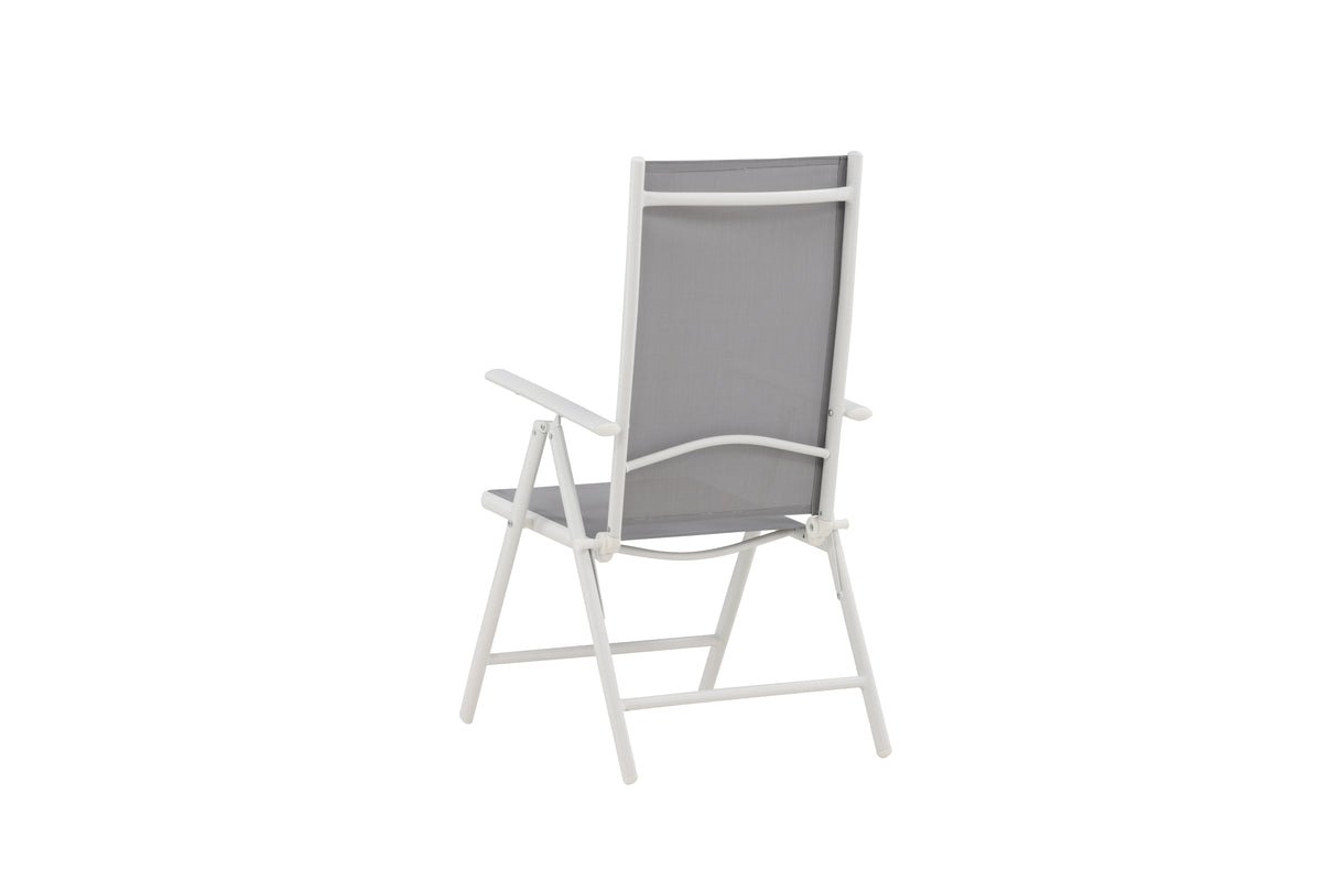 2er Set Gartenstuhl Awa - weißes Gestell aus Aluminium, Sitzfläche aus Textilene, verstellbare Rückenlehne