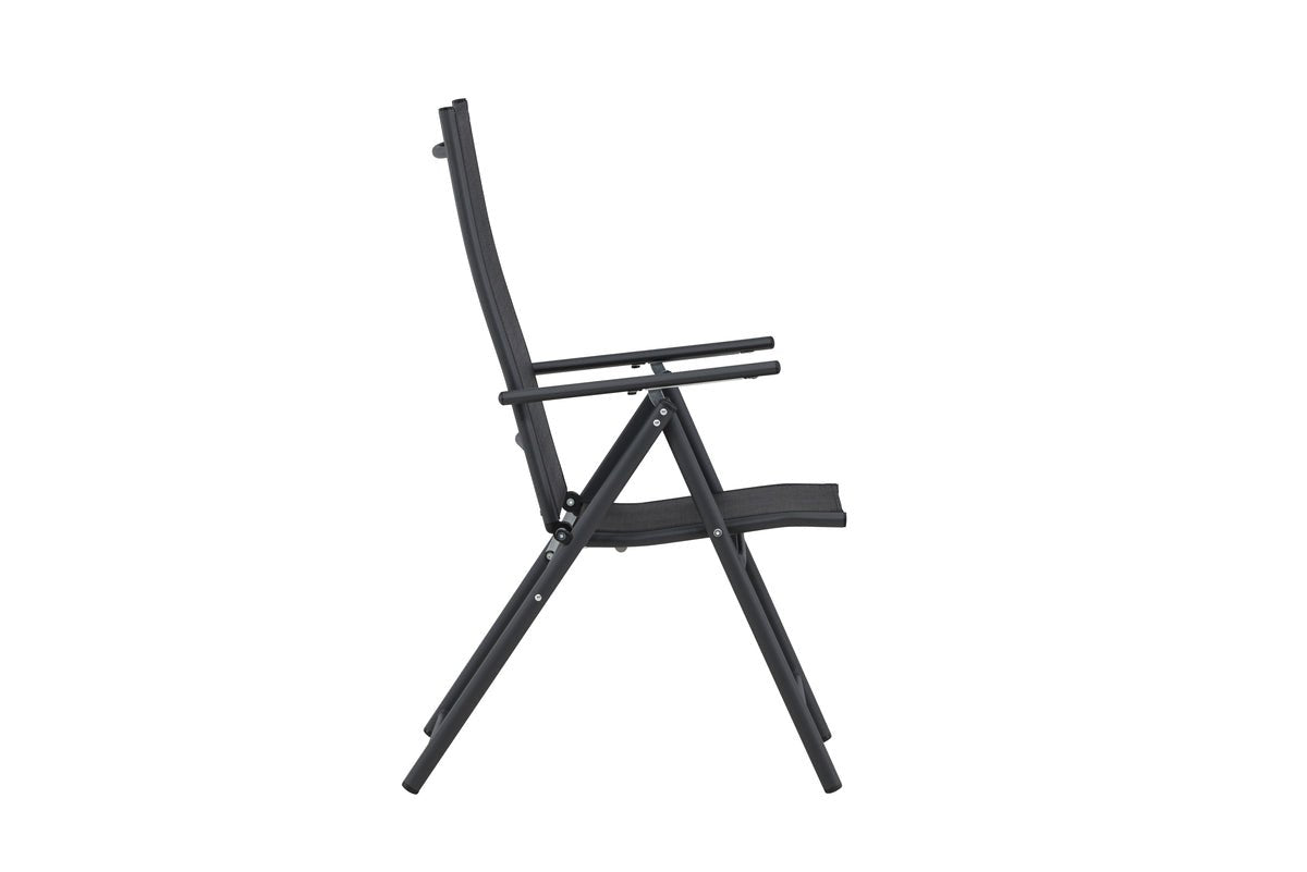 2er Set Gartenstuhl Miro - klappbarer Stuhl in Beige oder Schwarz aus Stahl und Textilene