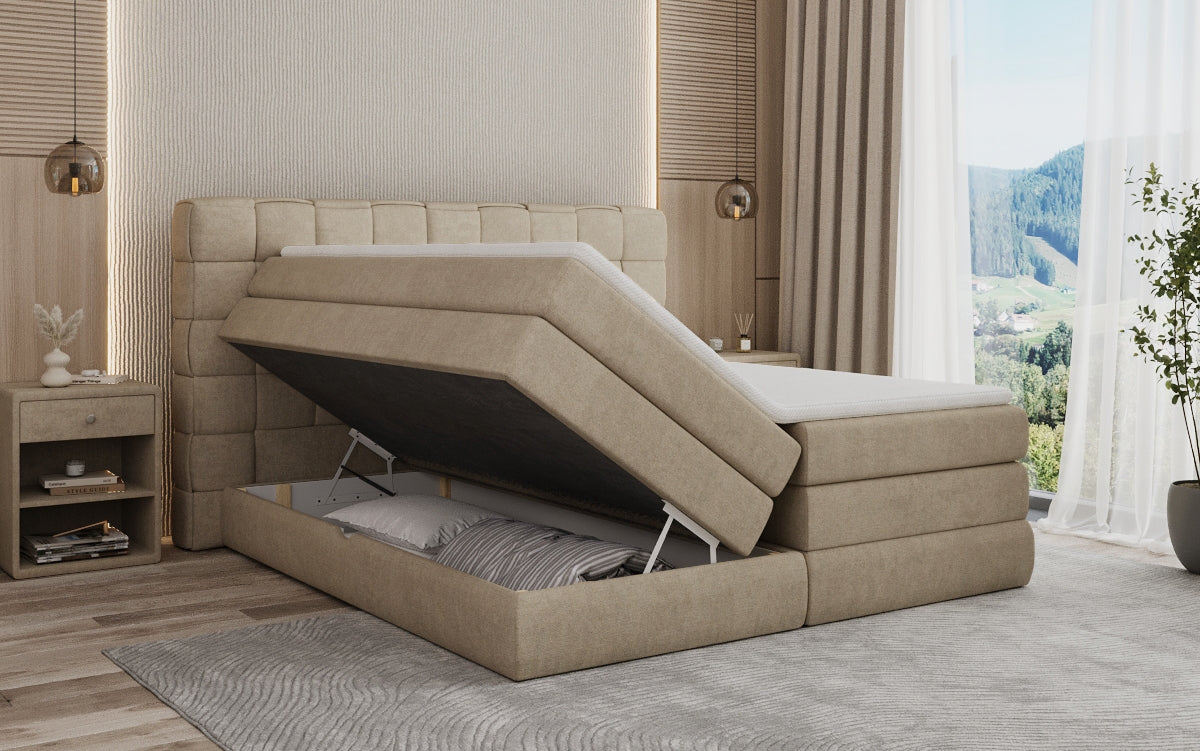 Boxspringbett Trama mit Stauraum in Stoff