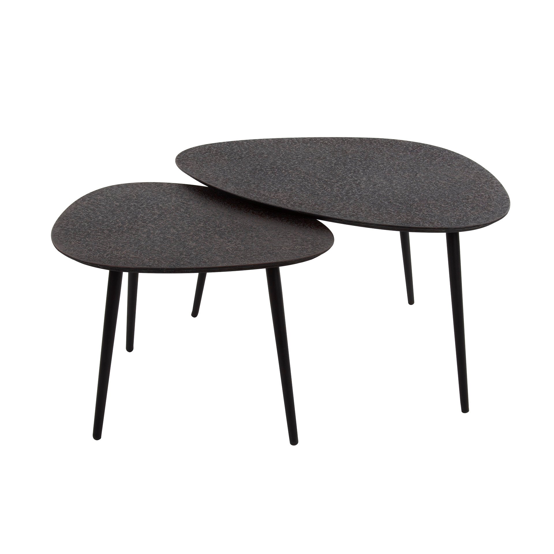 Couchtisch Zolara - 2er Set in Dreieck-Form in Metallic-Schwarz