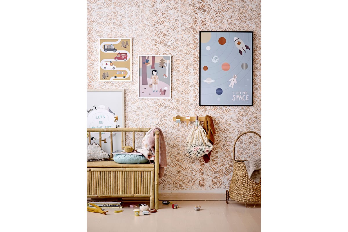 Kinder Garderobe Vika – in Holzoptik mit Eistüten-Motiv