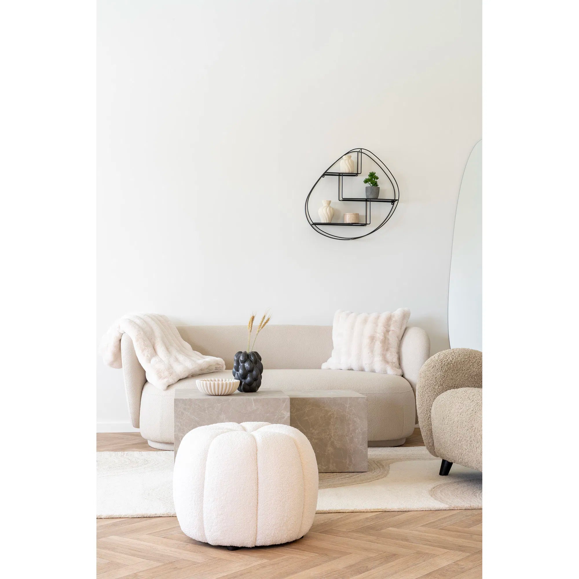 Flausch - Tagesdecke Tao aus Kunstfell Beige 130x180 cm