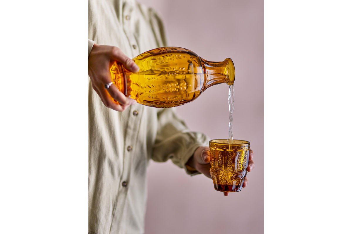 Dekanter- & Gläser-Set Lior – Glas in warmen Bernsteinton