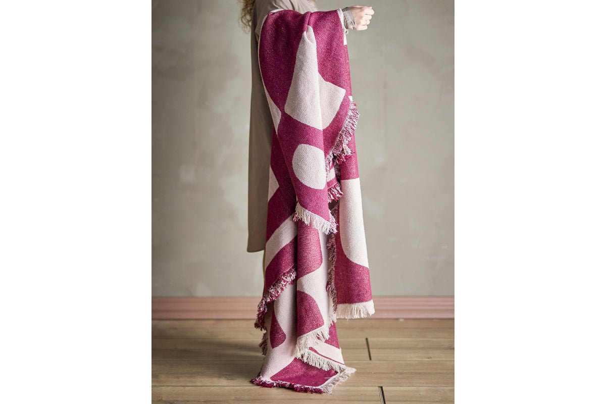 Überwurfdecke Luma - Rot, aus recycelter Baumwolle