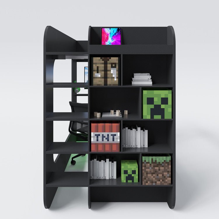 Minecraft Gaming-Hochbett „BaseCamp XL“ mit Schreibtisch & Regal