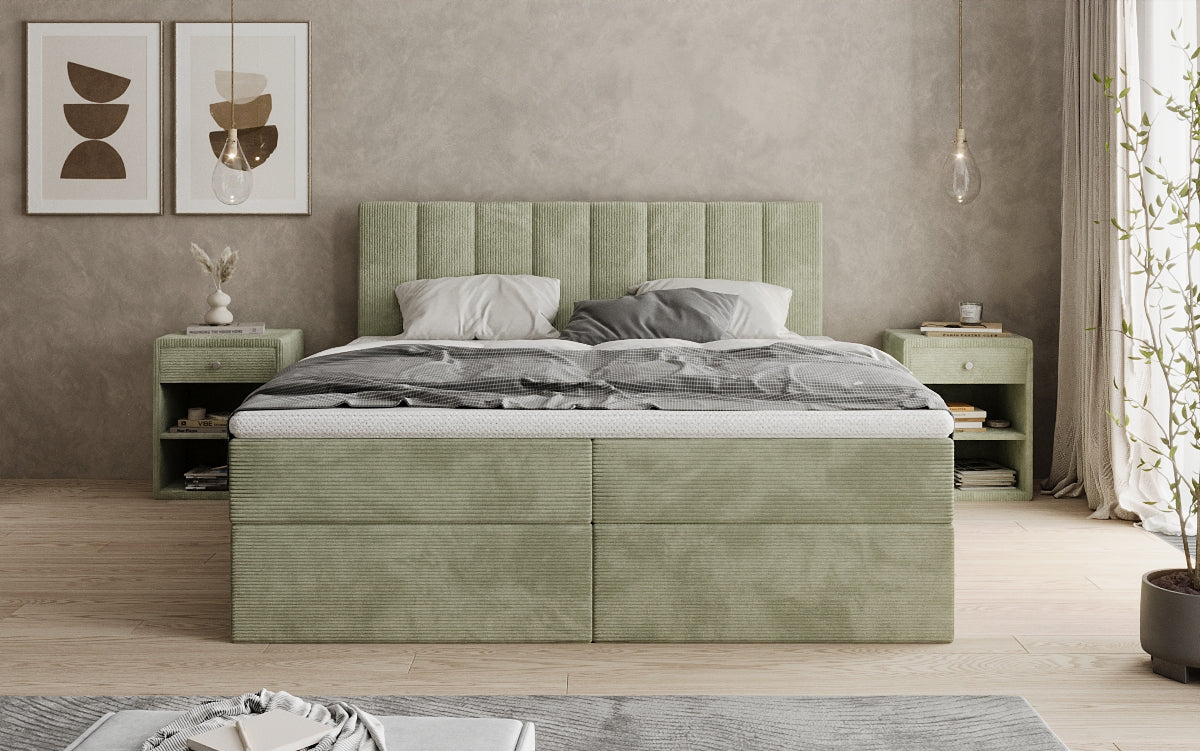 Boxspringbett Sofia in Cord mit Stauraum
