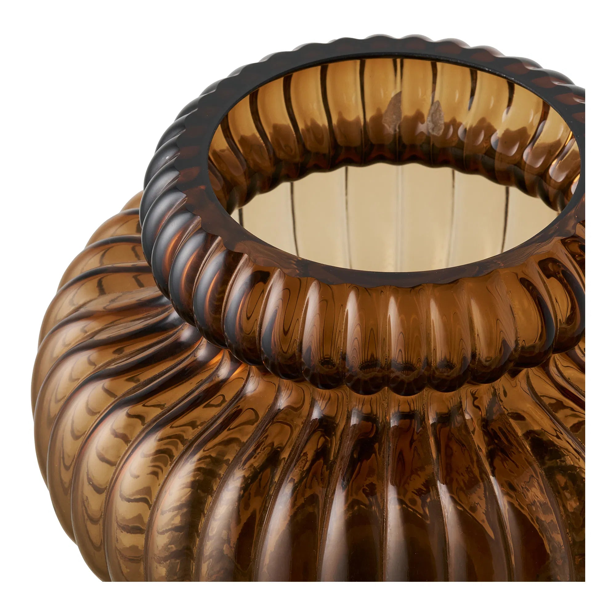Vase „Clara“ – Gerilltes Glas in Smoked Brown