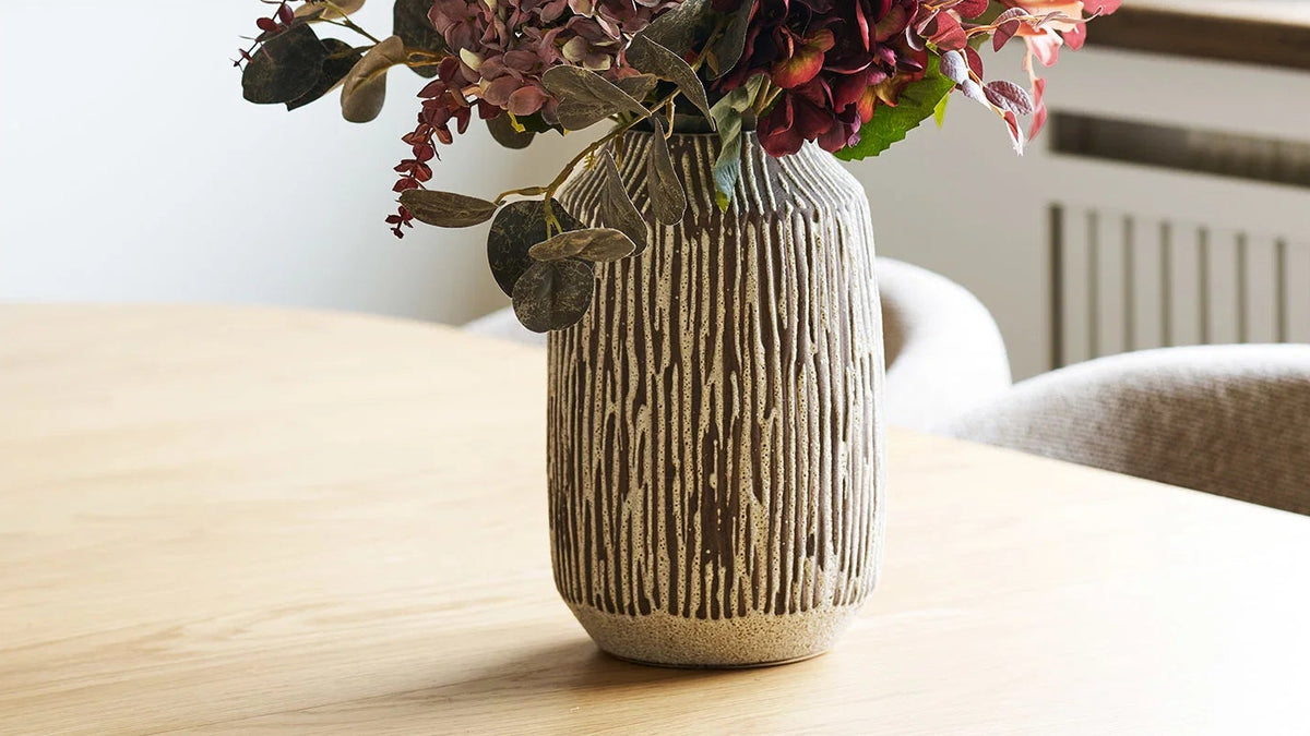 Vase Holiday - aus Keramik in Braun/Weiß