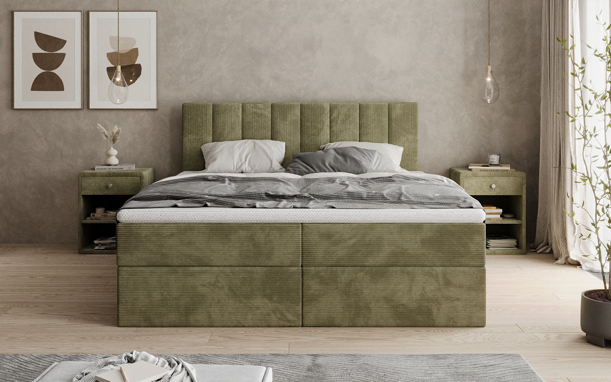 Boxspringbett Sofia in Cord mit Stauraum