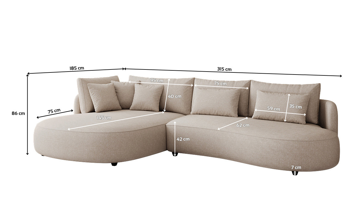 Designer Ecksofa Ando Mini in Strukturstoff