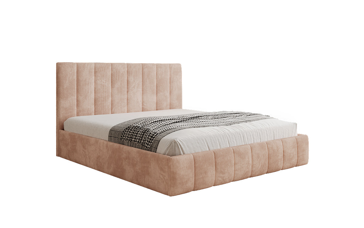 Designer Polsterbett Mila in Cord mit Stauraum
