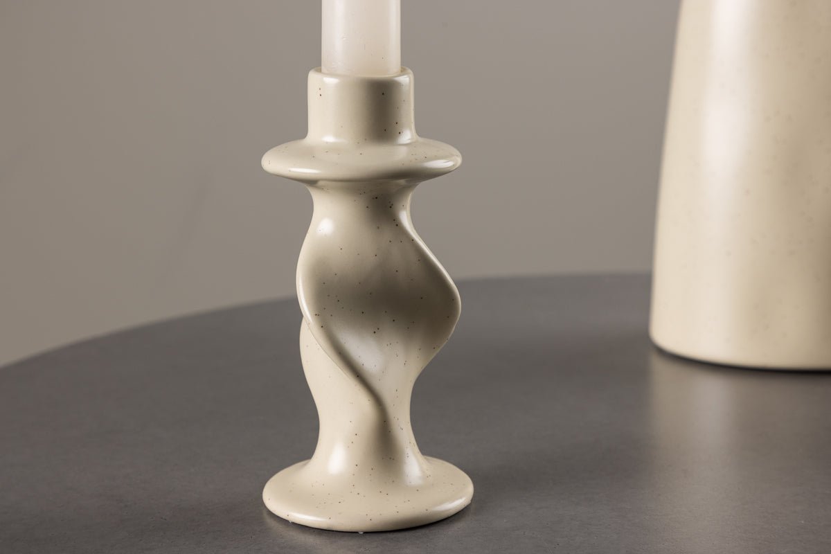 Kerzenhalter Medelin - Ø6 cm aus Steinzeug in der Farbe Beige