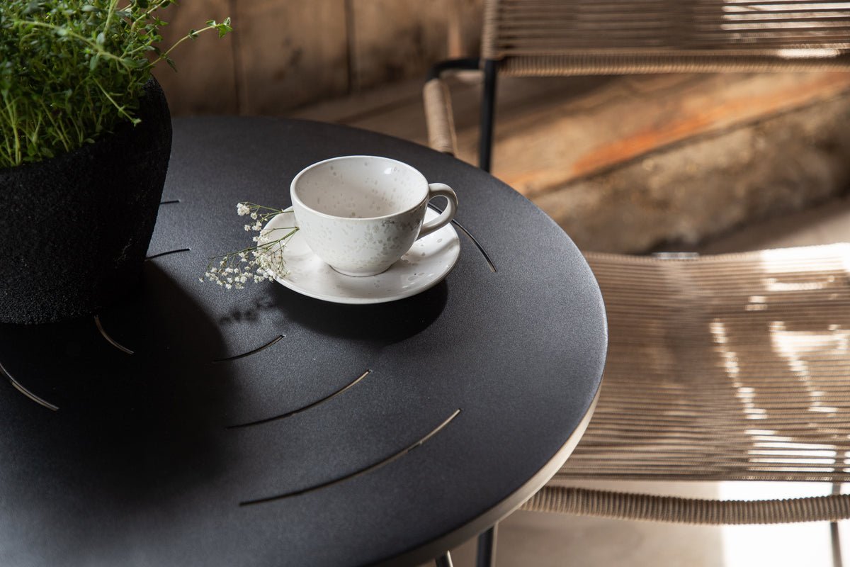 Kaffeetisch Hanoi - Ø65 mit schwarzer Stahl- Tischplatte