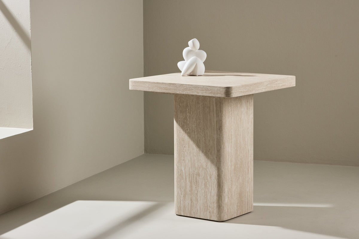 Couchtisch/Beistellhocker Nemo - mit beigem Muster