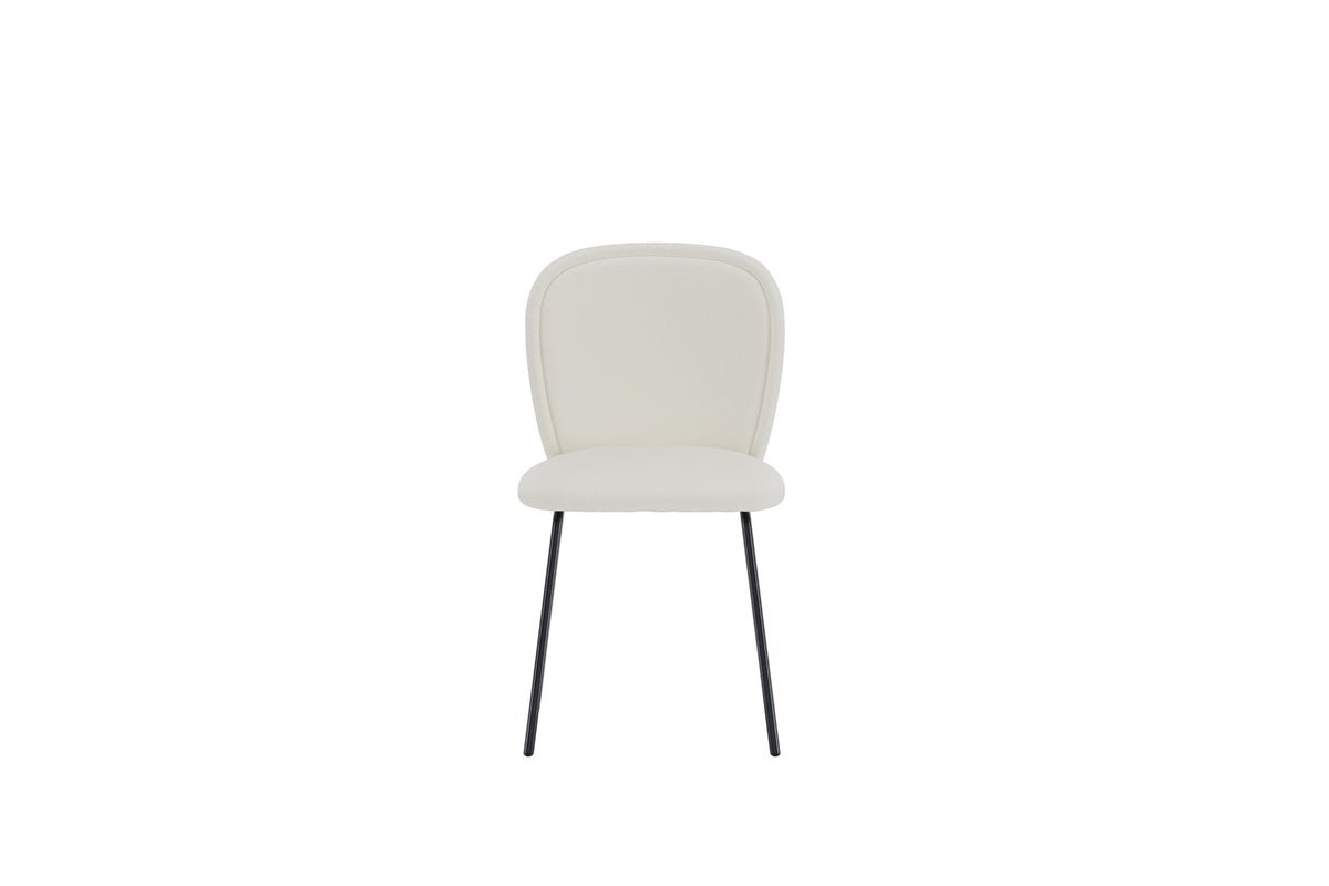 2er Set - Esszimmerstuhl Carli in Hellbeige mit schwarzem Metallgestell