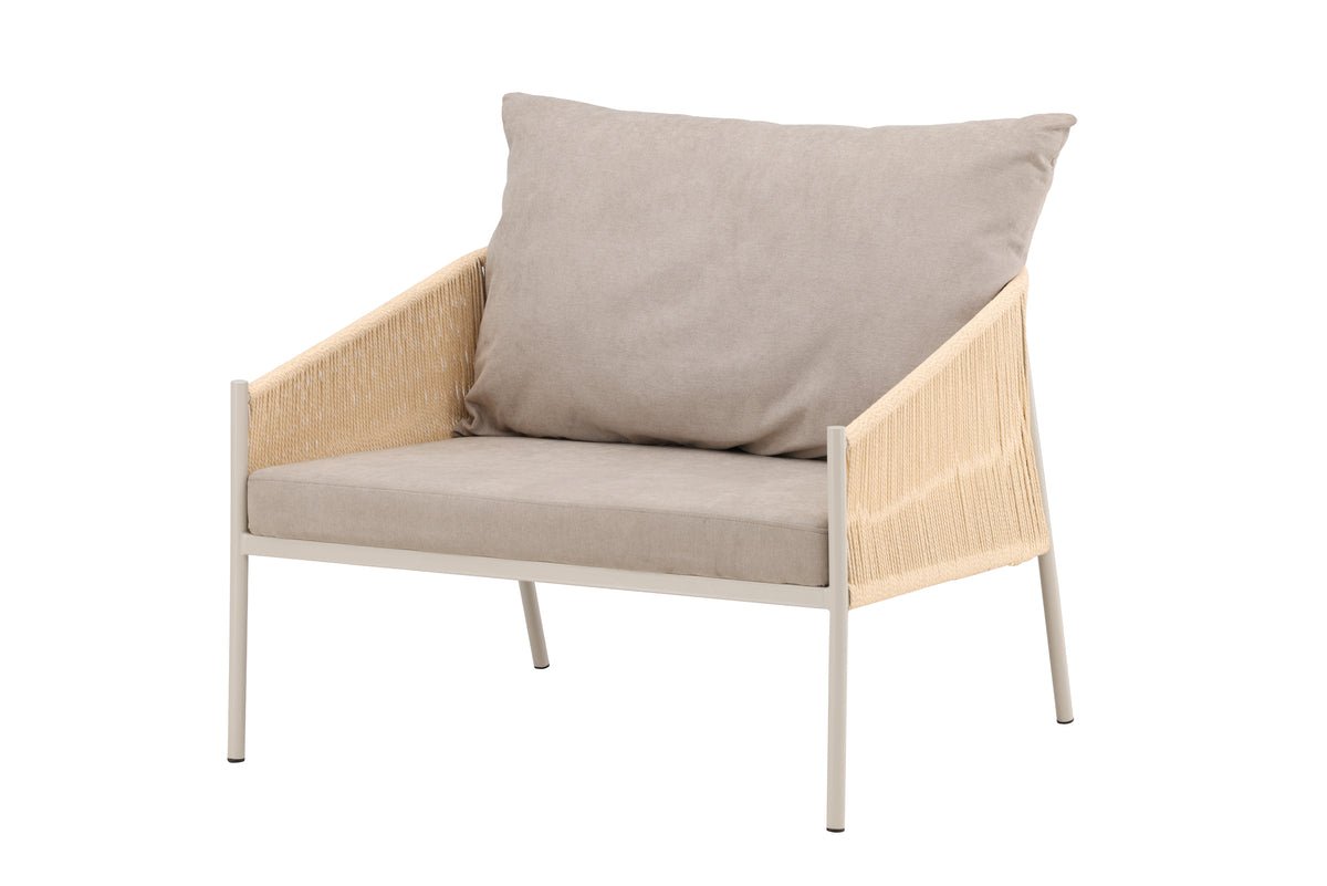 Sessel Jupiter - in Beige mit Leinenstruktur