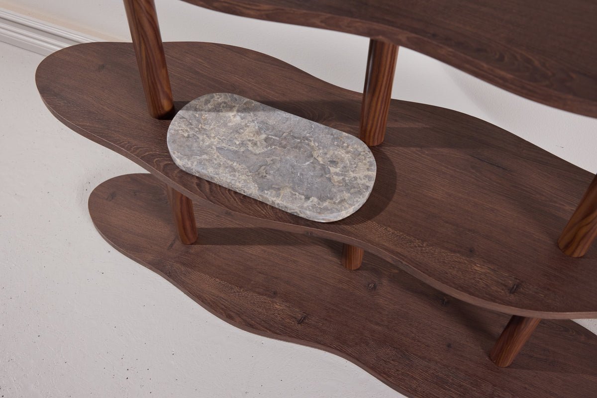 Regal Calvaro – Standregal in Mocca mit Wellen-Design