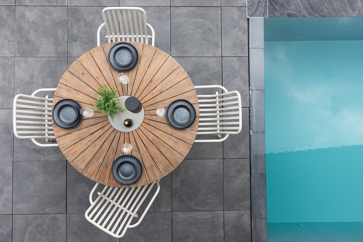 Garten Esstisch Rose - Ø 140cm aus braunem Akazienholz