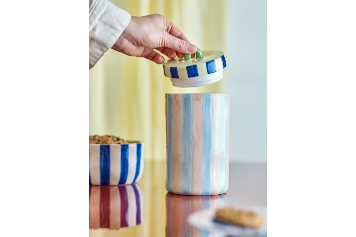 Vorratsgefäß Livenza – Handbemaltes Steingutgefäß mit Deckel