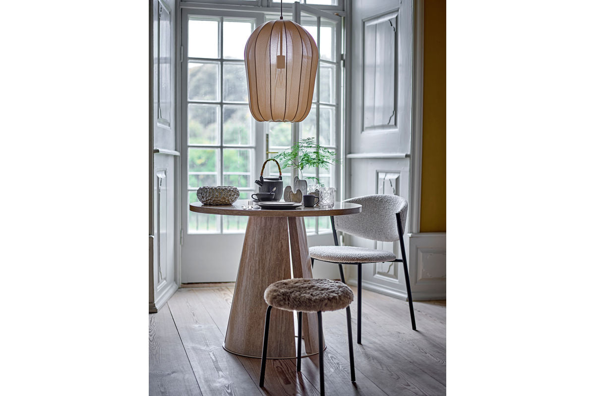 Esstisch Travio – Rundes Design im Travertin-Look