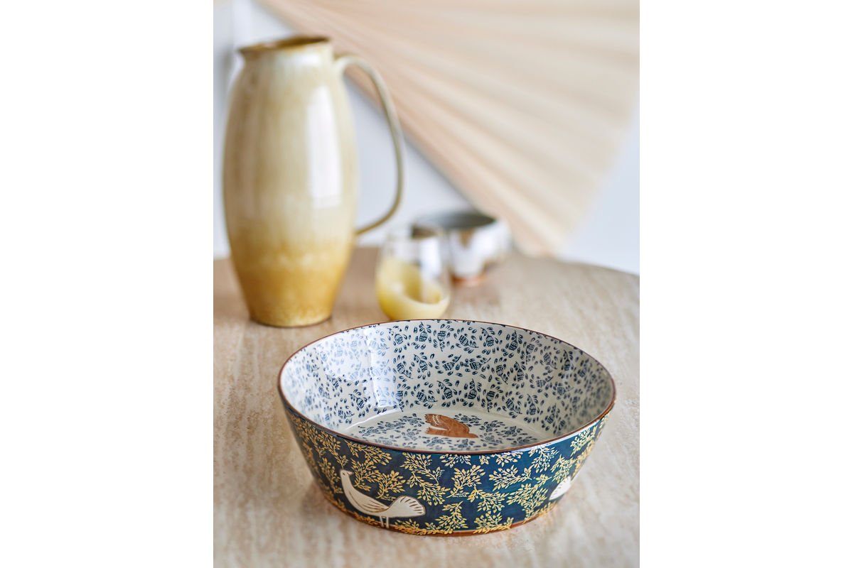 Schale Bindy – handbemalte Steingutschale mit Vogelmotiv