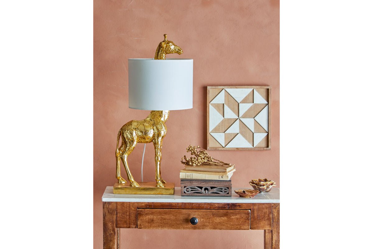 Tischlampe Safarirai - Giraffenleuchte in Gold