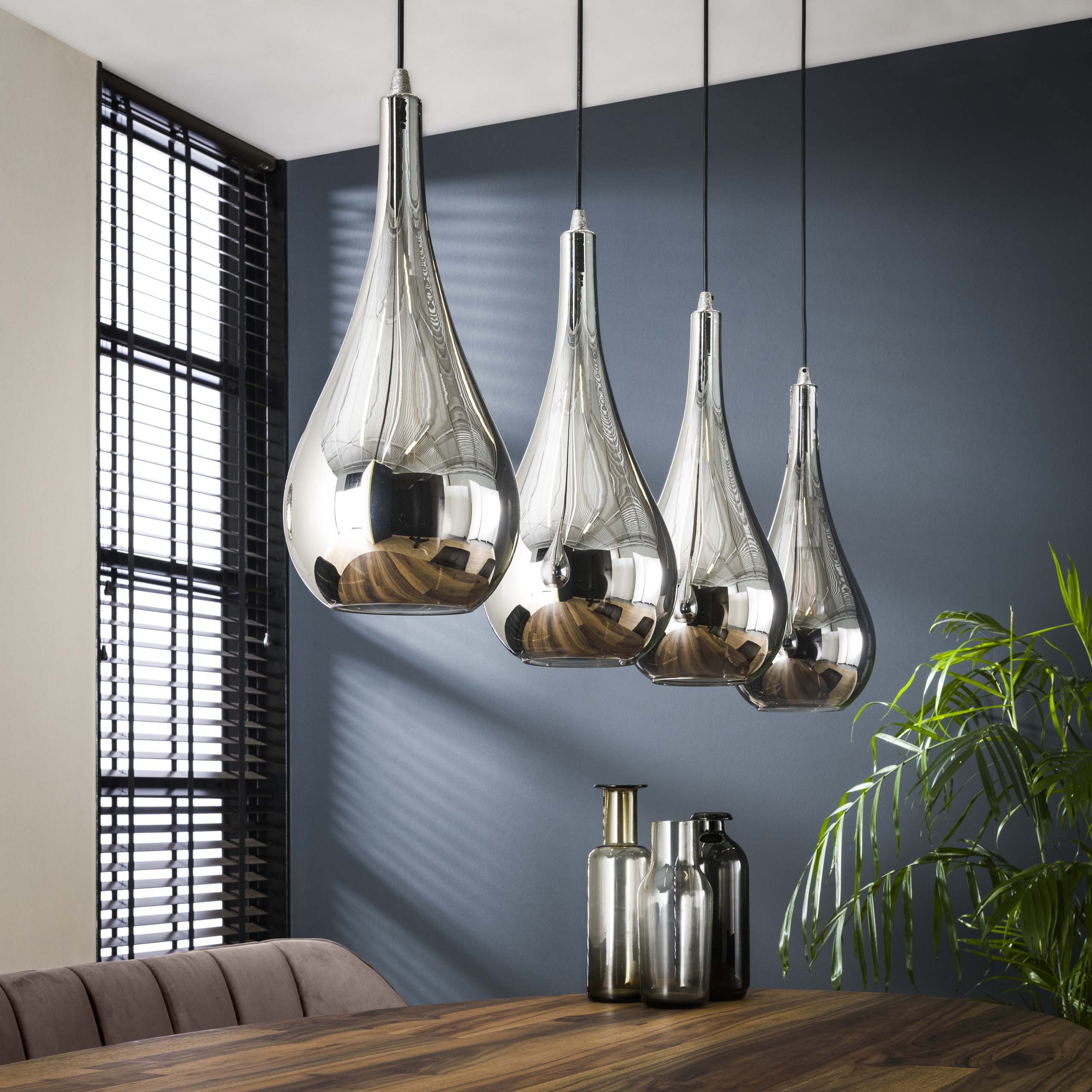 Pendelleuchte Mirano – Chromglas mit Spiegeleffekt (4-flammig)